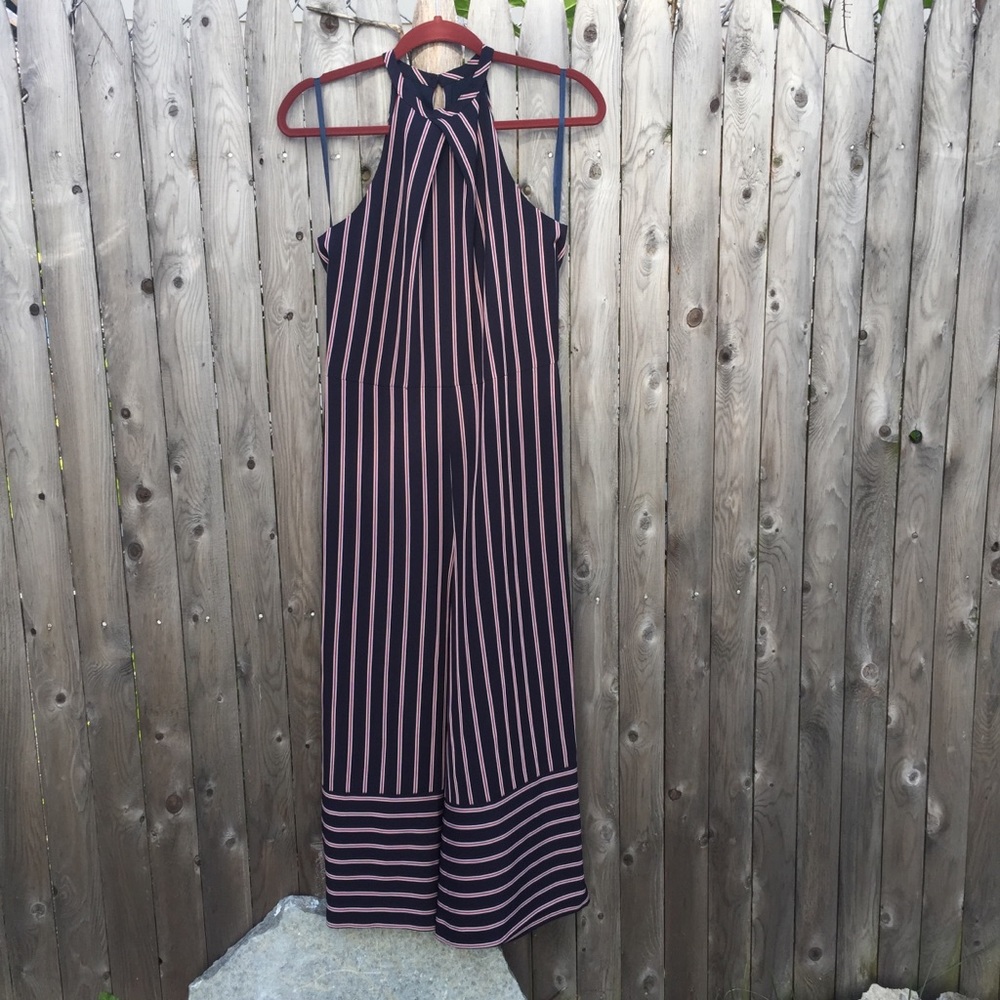 Tommy Hilfiger Navy Blue Striped Jumpsuit Small